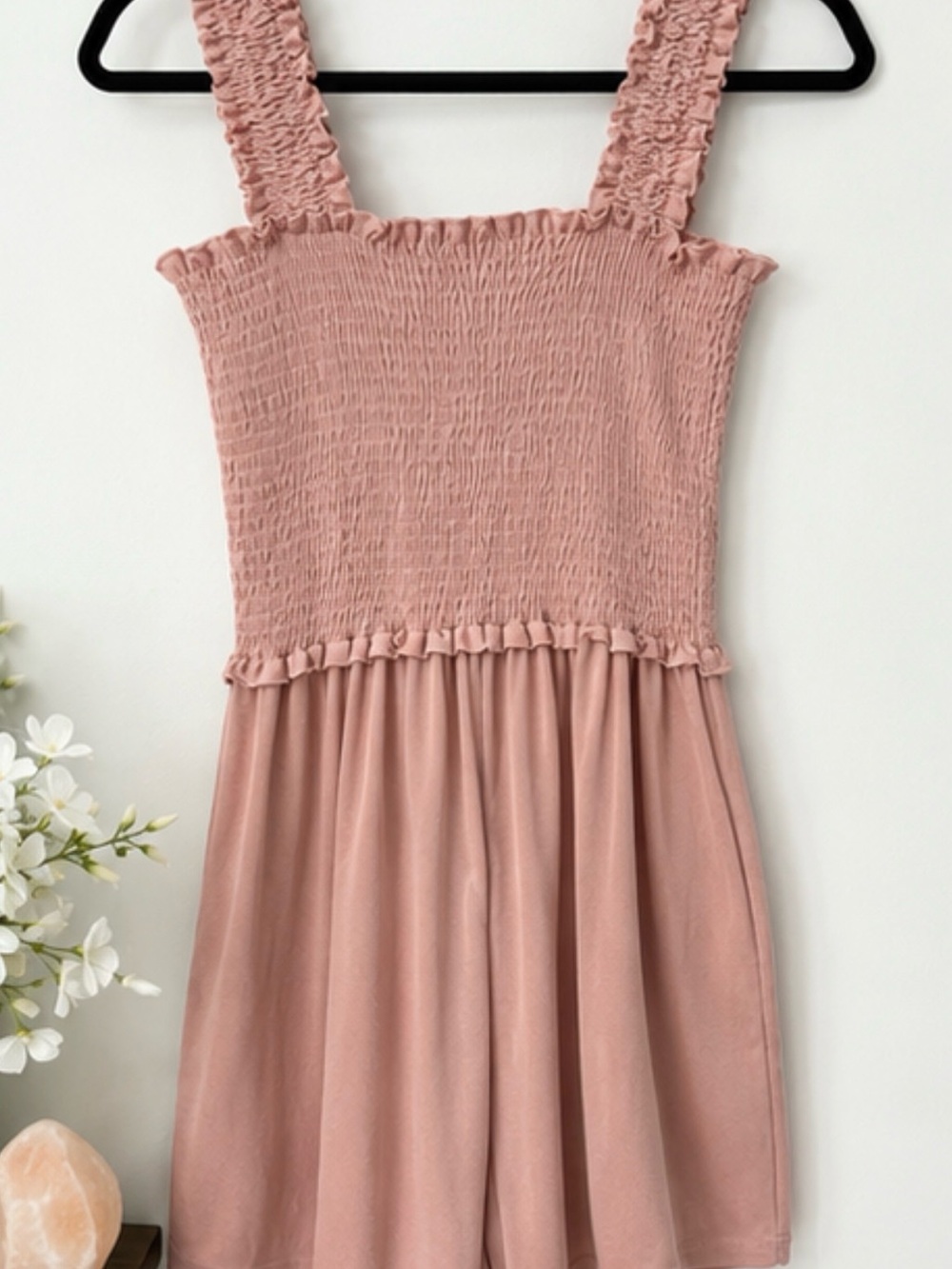 Women’s Rose Pink Smocked Romper